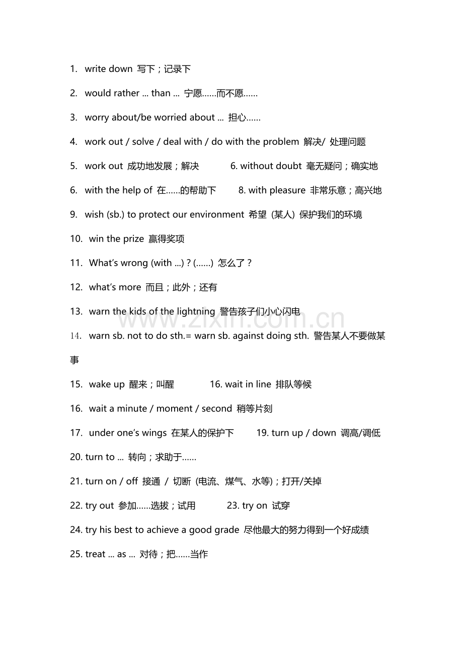 1 中考英语2025新课标重点短语.docx_第1页