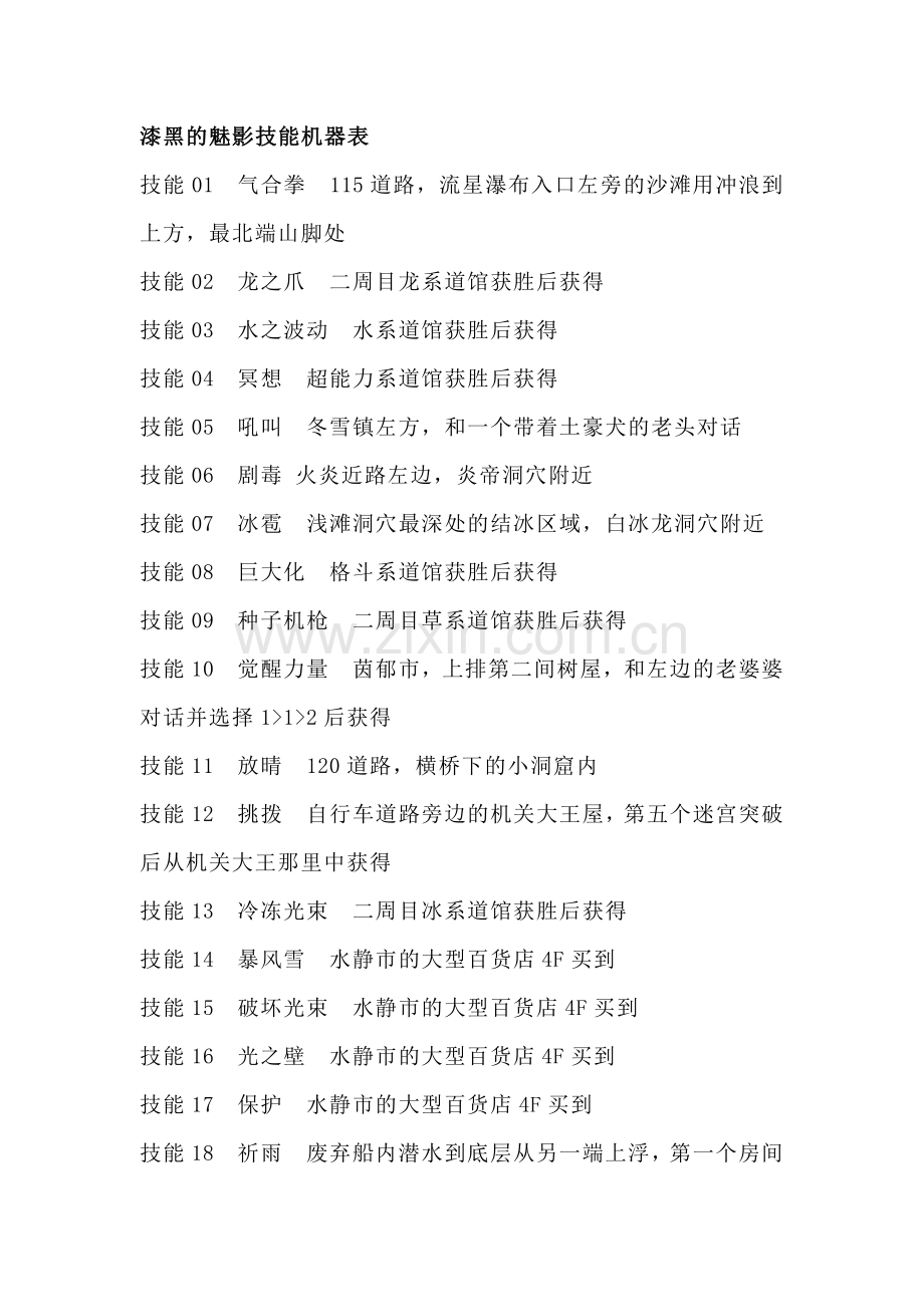 游戏资料：宝可梦《漆黑的魅影》全技能机获取攻略.docx_第1页