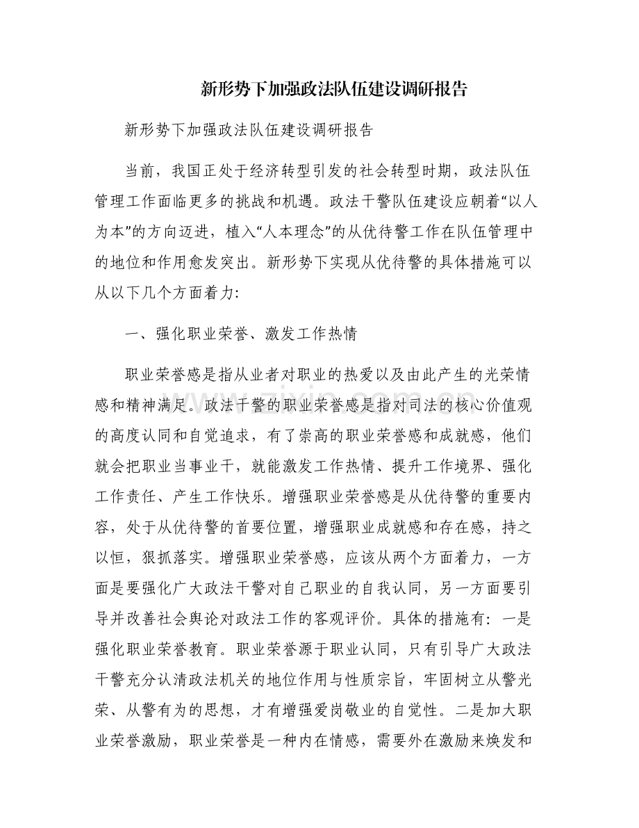 新形势下加强政法队伍建设调研报告.pdf_第1页