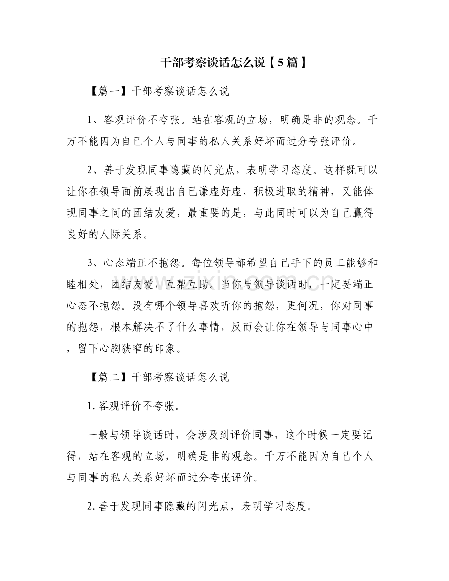 干部考察谈话怎么说【5篇】.pdf_第1页