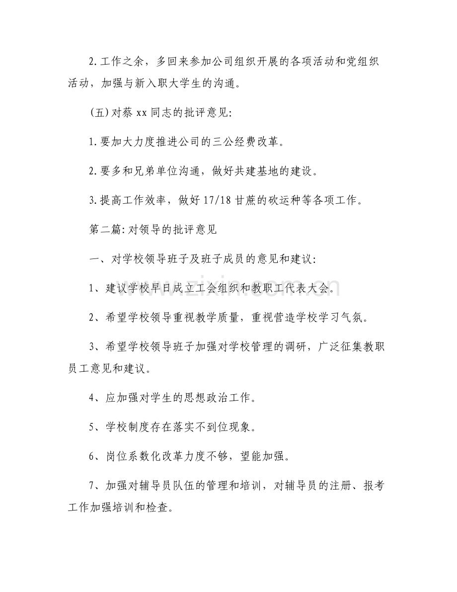 对领导的批评意见范文(通用5篇).pdf_第2页