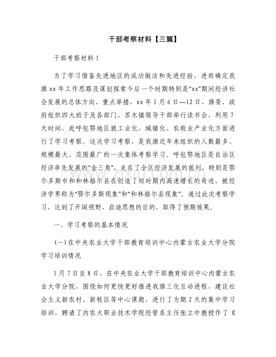 干部考察材料【三篇】.docx_第1页