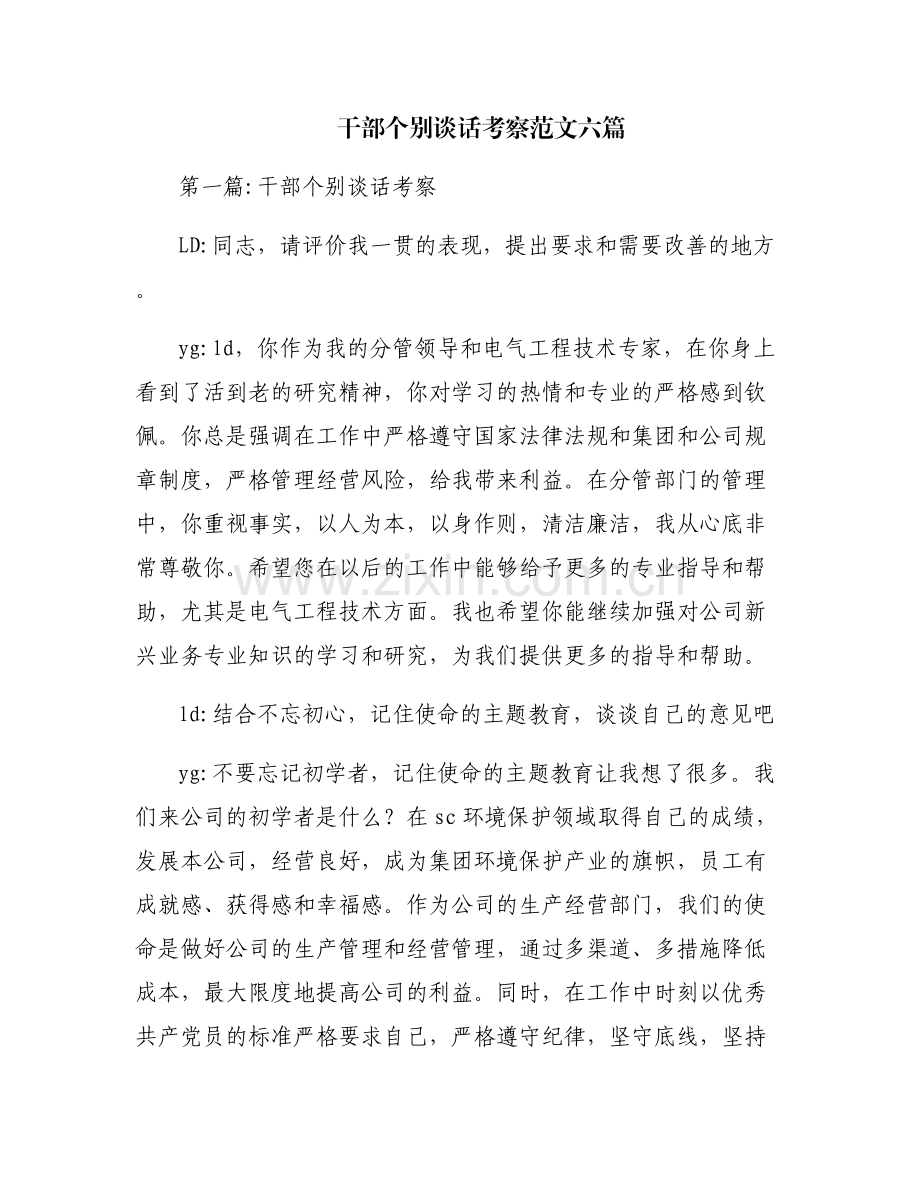 干部个别谈话考察范文六篇.pdf_第1页