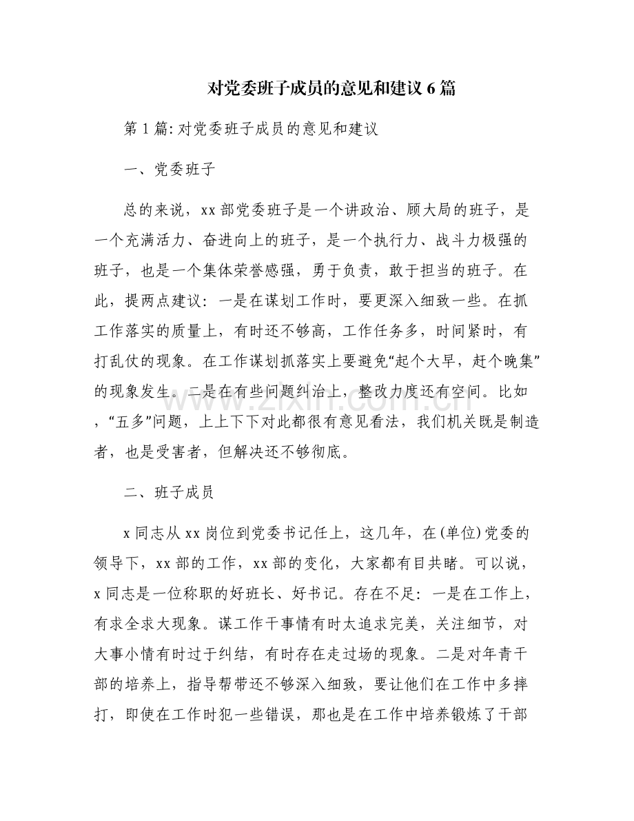 对党委班子成员的意见和建议6篇.pdf_第1页