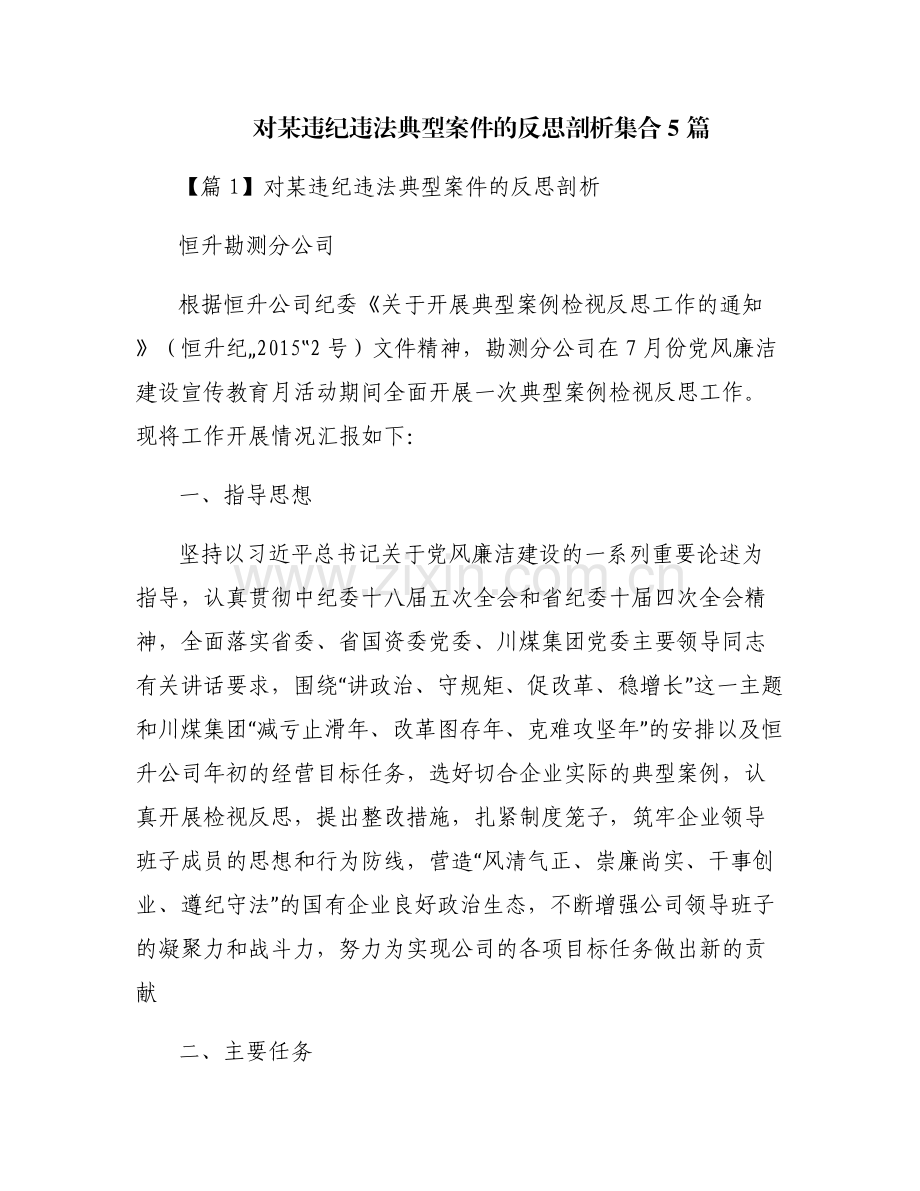 对某违纪违法典型案件的反思剖析集合5篇.pdf_第1页