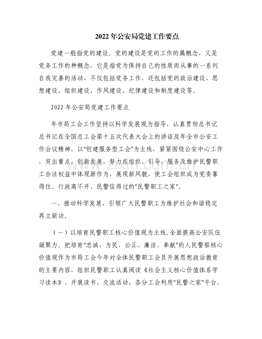 2022年公安局党建工作要点.pdf_第1页