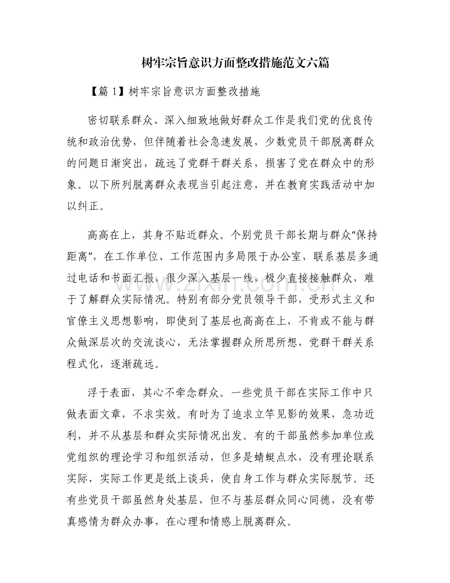 树牢宗旨意识方面整改措施范文六篇.pdf_第1页