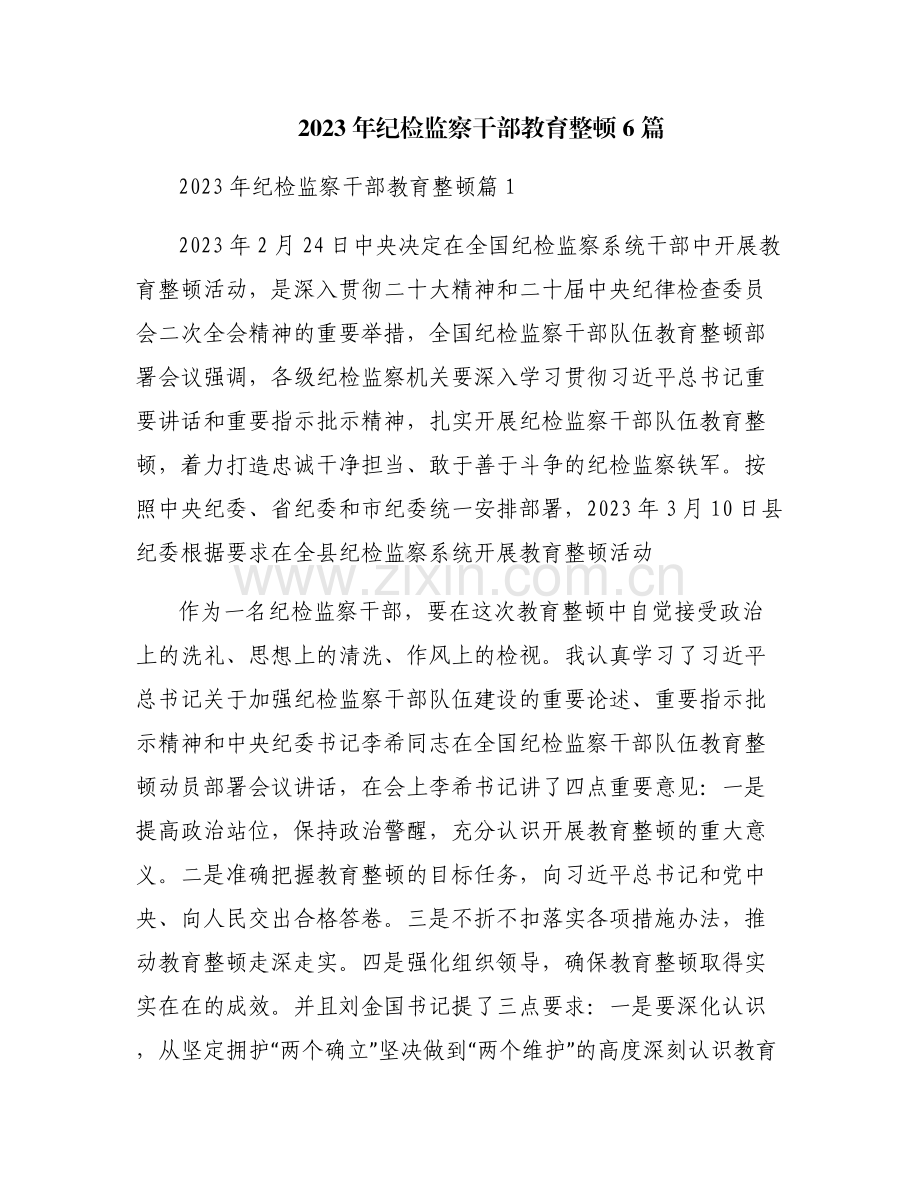 2023年纪检监察干部教育整顿6篇.pdf_第1页