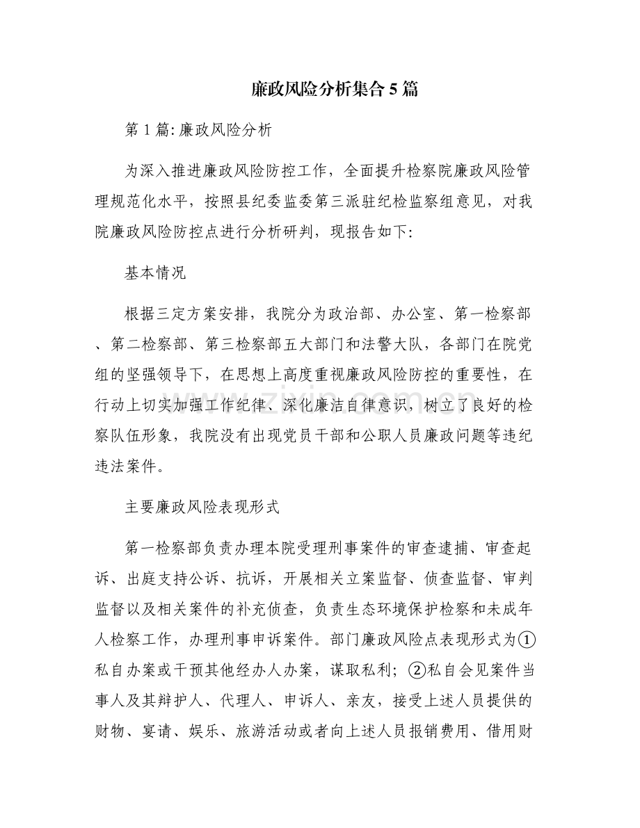 廉政风险分析集合5篇.pdf_第1页