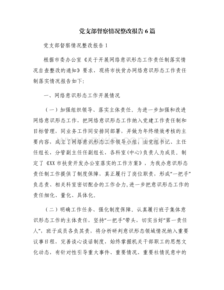 党支部督察情况整改报告6篇.pdf_第1页