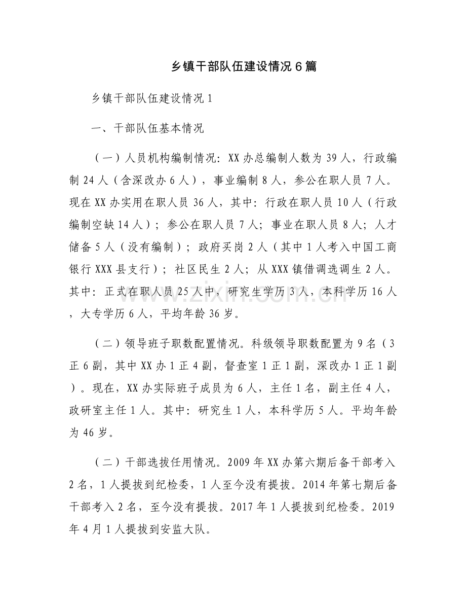 乡镇干部队伍建设情况6篇.docx_第1页