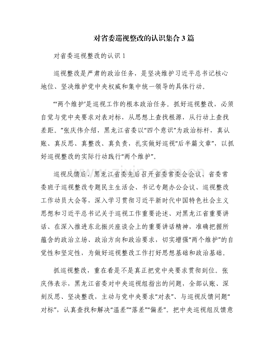 对省委巡视整改的认识集合3篇.pdf_第1页