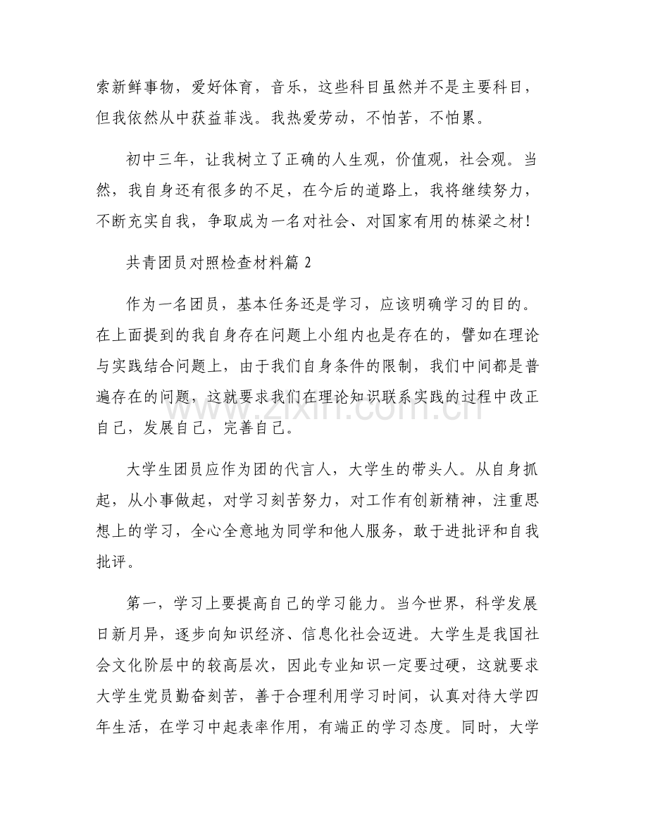 共青团员对照检查材料五篇.pdf_第2页