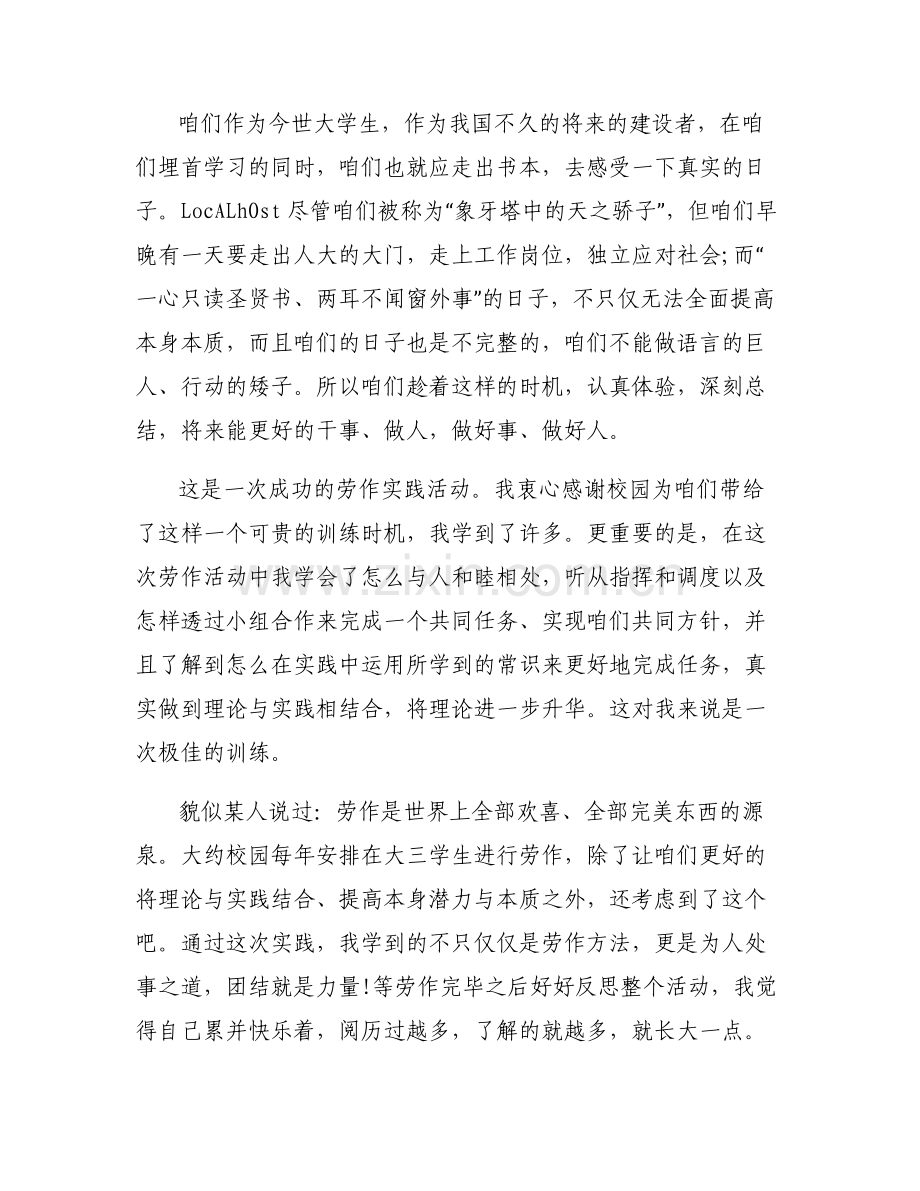 劳动心得大学生1000字范文六篇.pdf_第2页