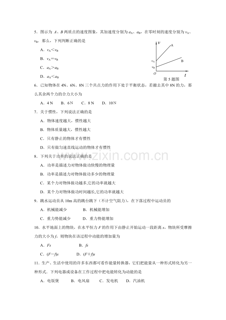 高考物理学业水平（必修）调研测试卷及答案.docx_第2页