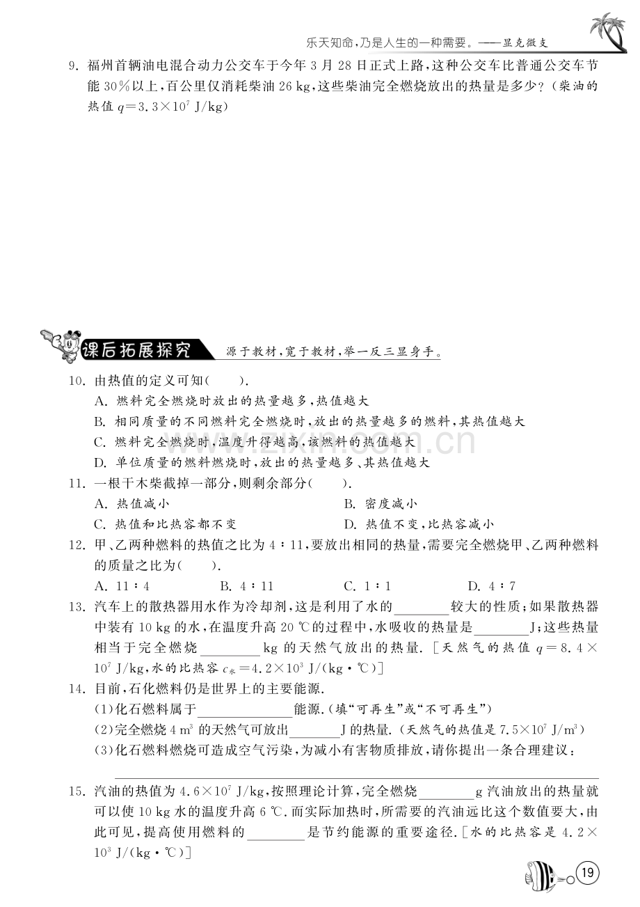 【初三物理】10.6燃料的利用和环境保护课时练习题及答案.pdf_第2页