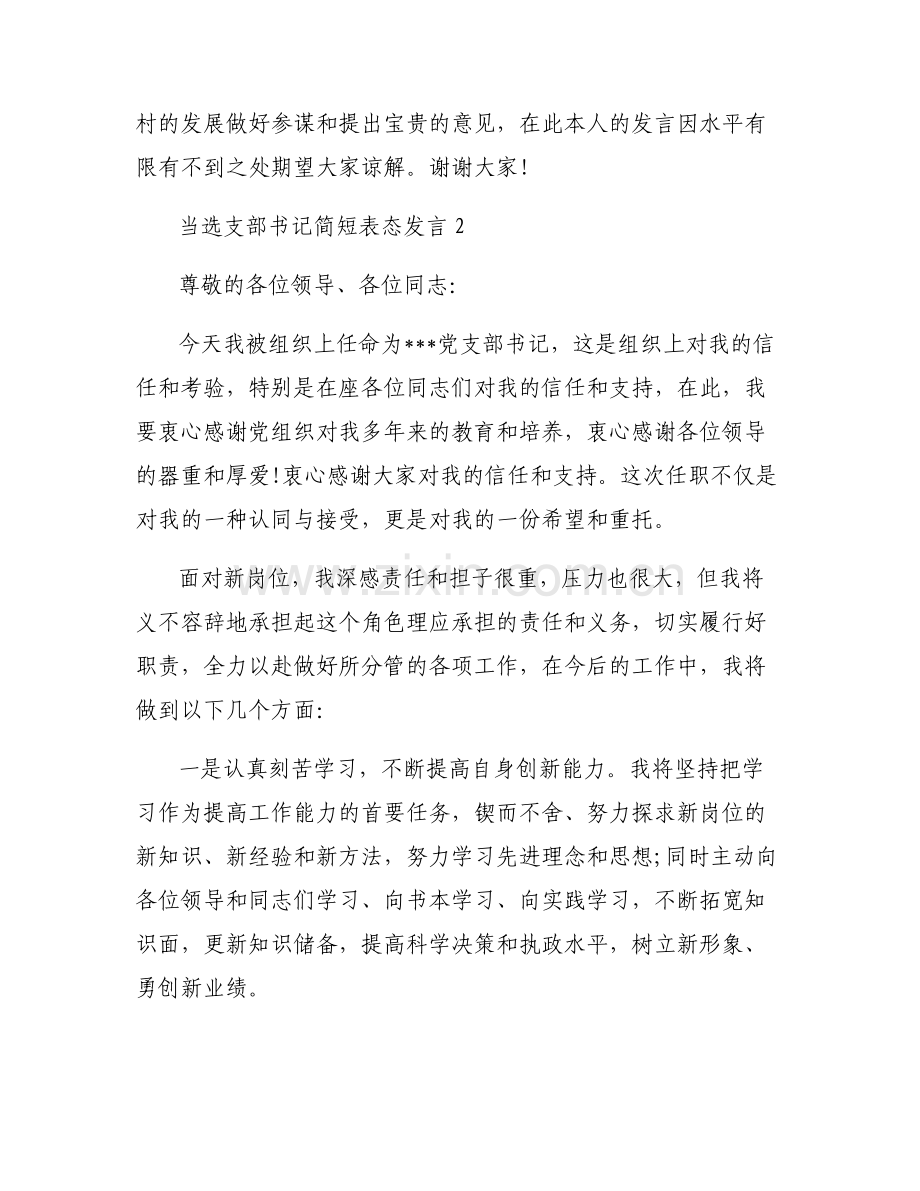 当选支部书记简短表态发言集合6篇.pdf_第2页