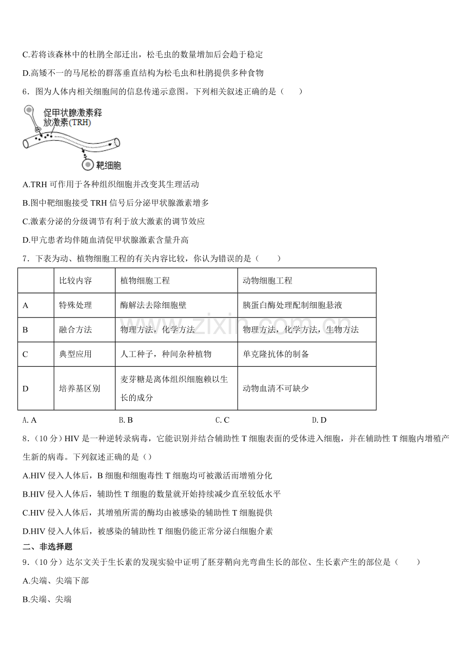 吉林省高中学校2025年生物高二第一学期期末经典模拟试题含解析.doc_第2页