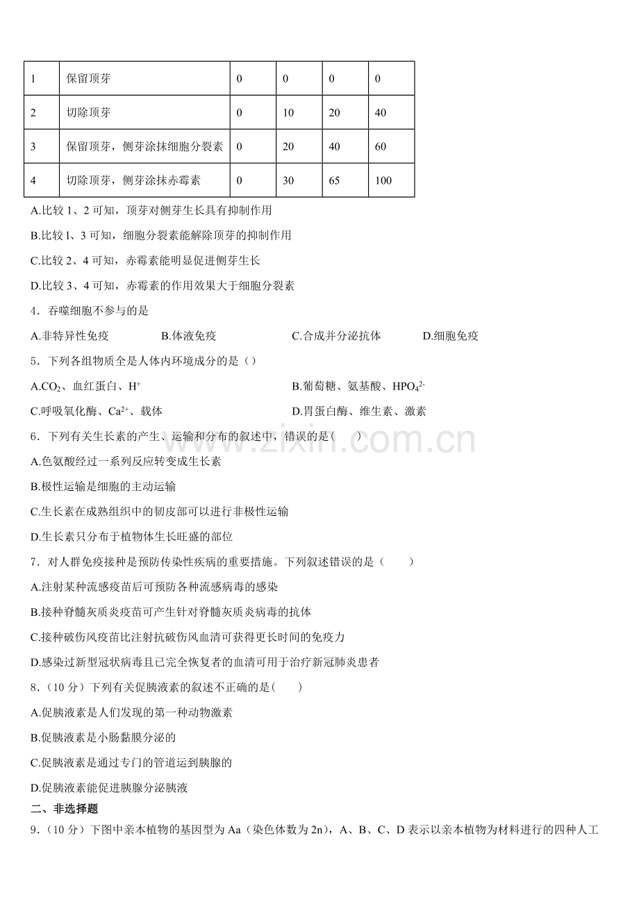 2026届安徽省宿州市泗县一中高二上生物期末教学质量检测模拟试题含解析.doc_第2页