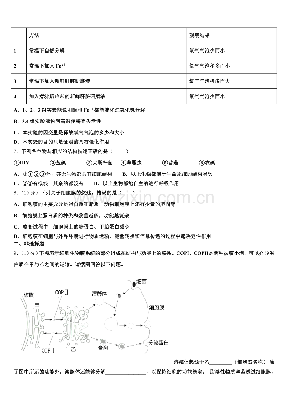 山东省青岛西海岸新区第一中学2026届高一生物第一学期期末联考模拟试题含解析.doc_第2页