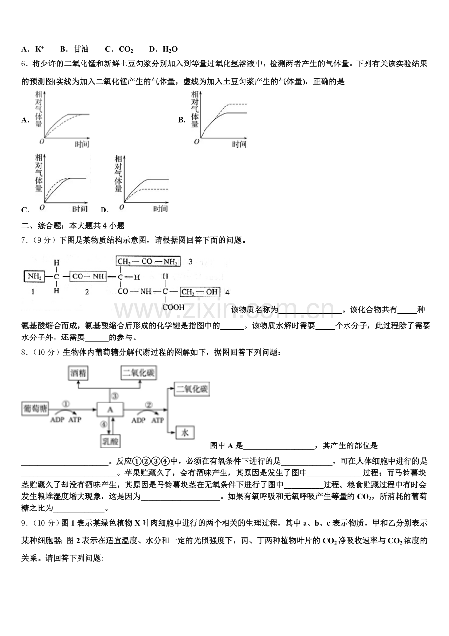 北京市西城区北京师大附属实验中学2025-2026学年高一生物第一学期期末学业水平测试试题含解析.doc_第2页