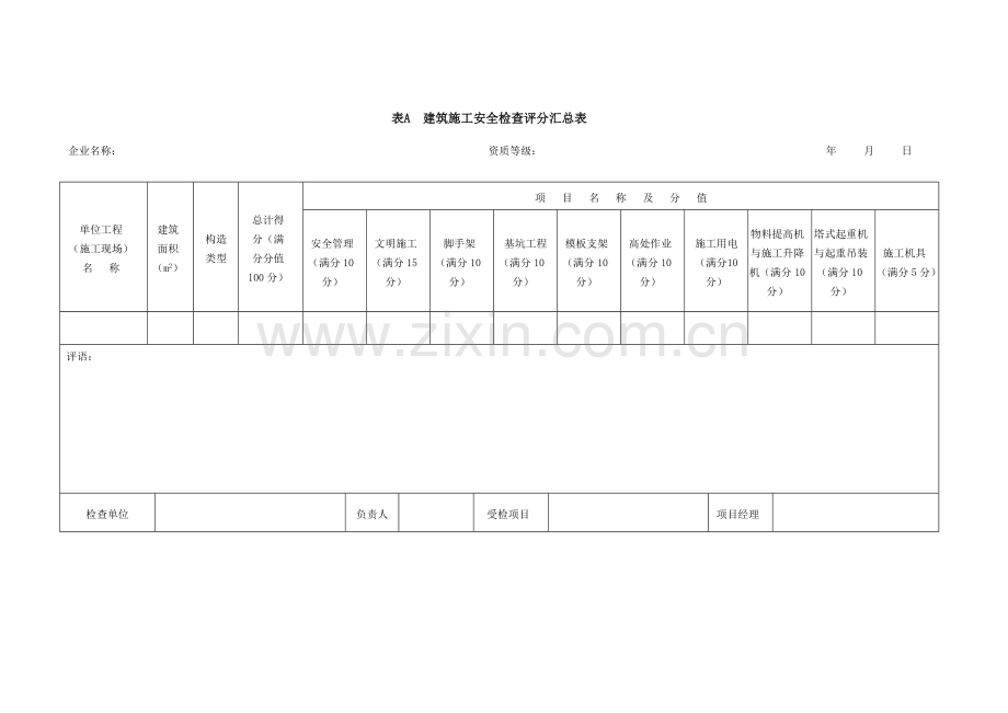 建筑施工安全检查标准检查表正式版.doc_第1页