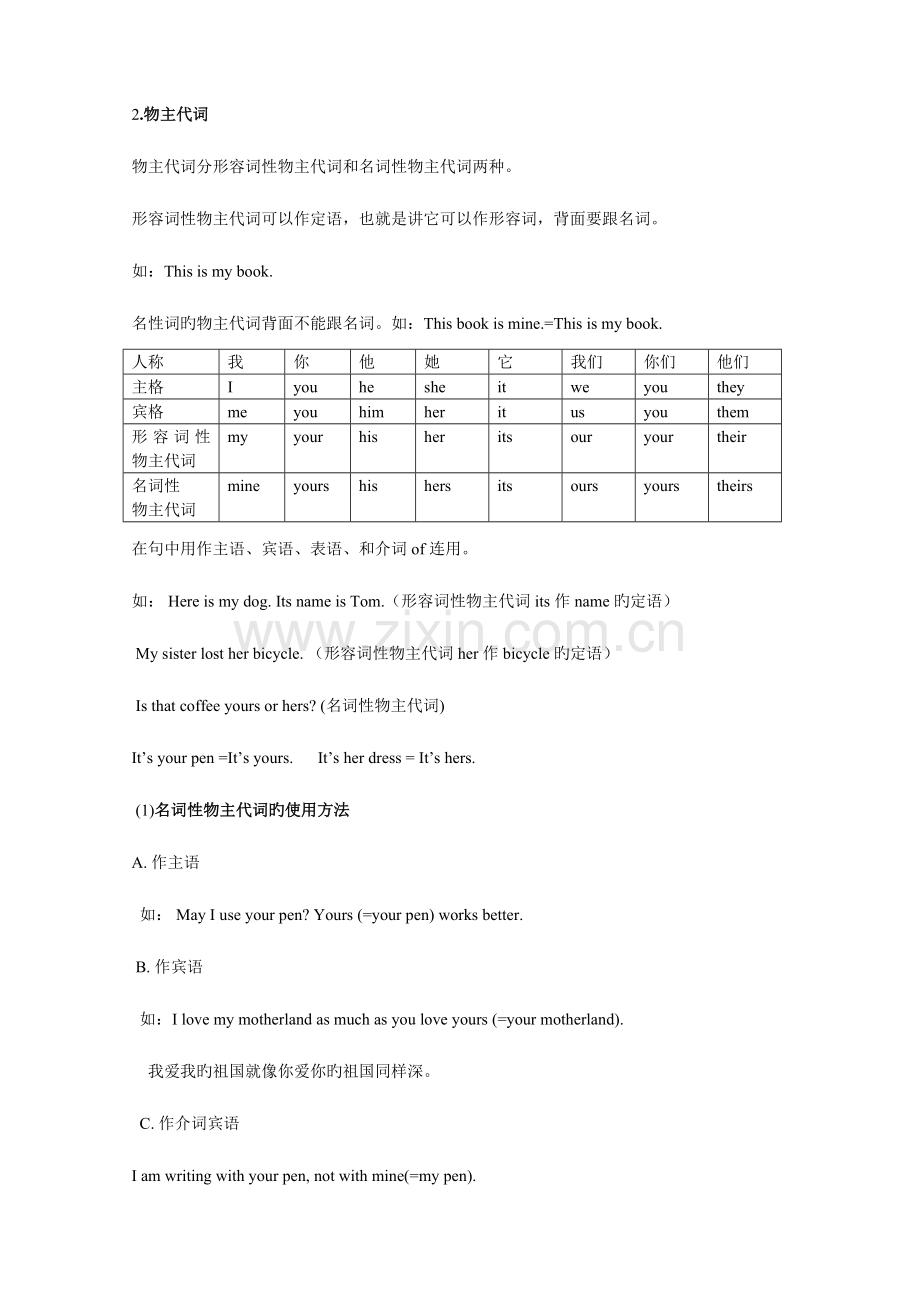 2023年小升初代词讲解及习题.doc_第2页