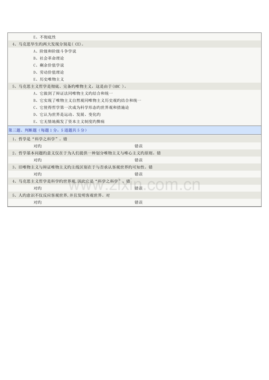 2023年郑大远程教育学院马克思主义哲学在线测试答案.doc_第2页
