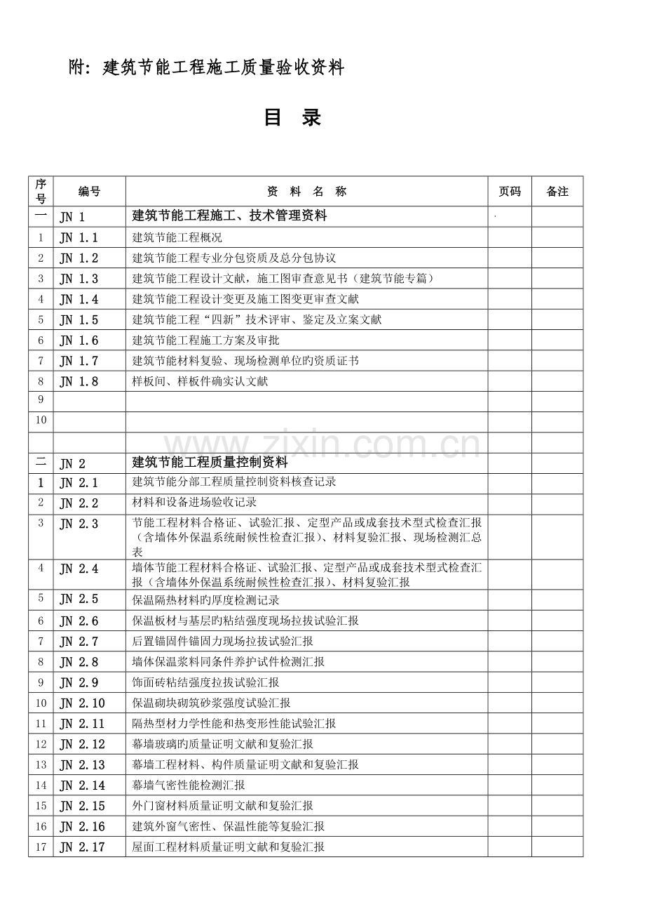 建筑节能工程施工质量验收资料检验批和汇总表.doc_第1页