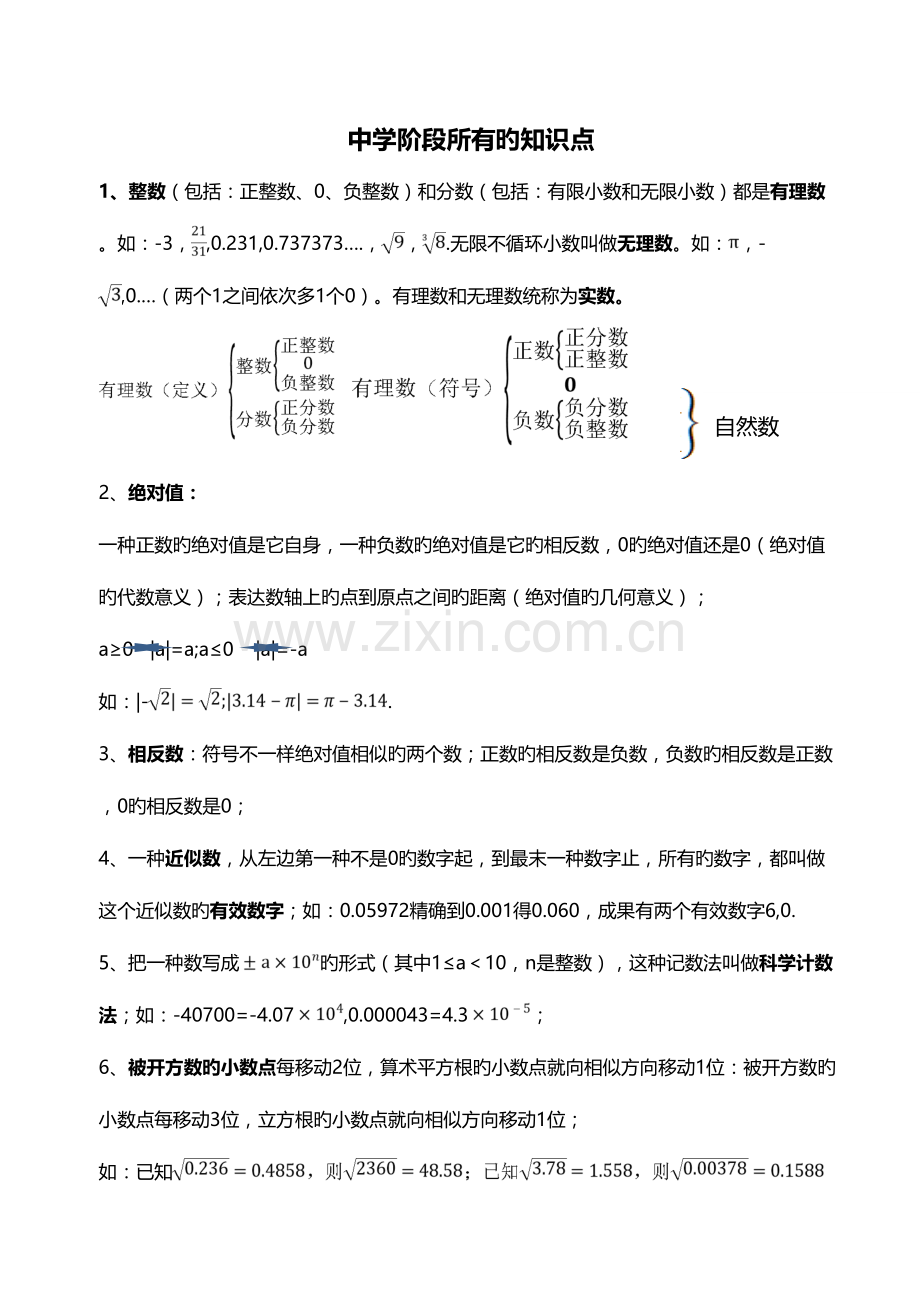 2023年初中阶段所有的知识点.doc_第1页