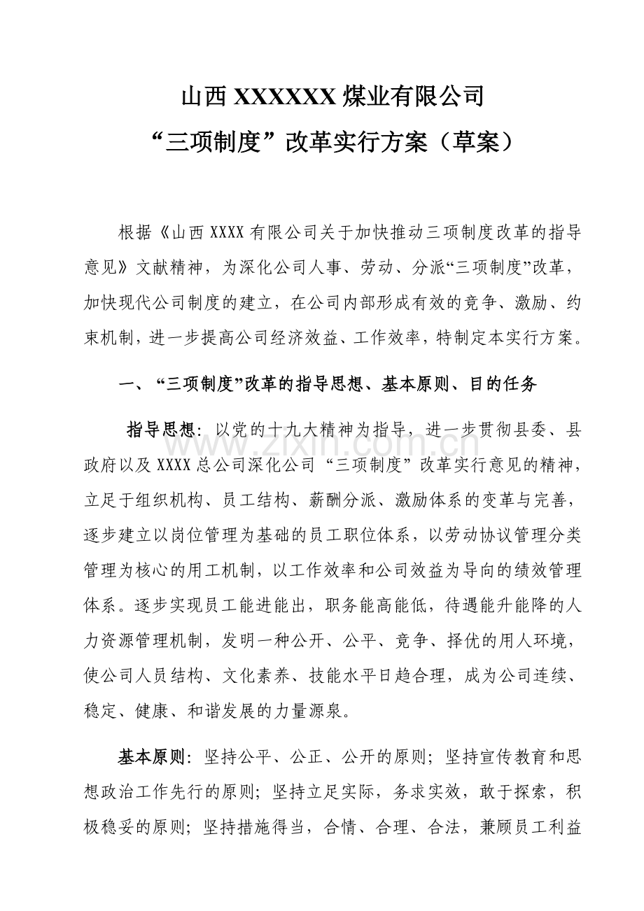 三项制度改革实施方案.doc_第1页