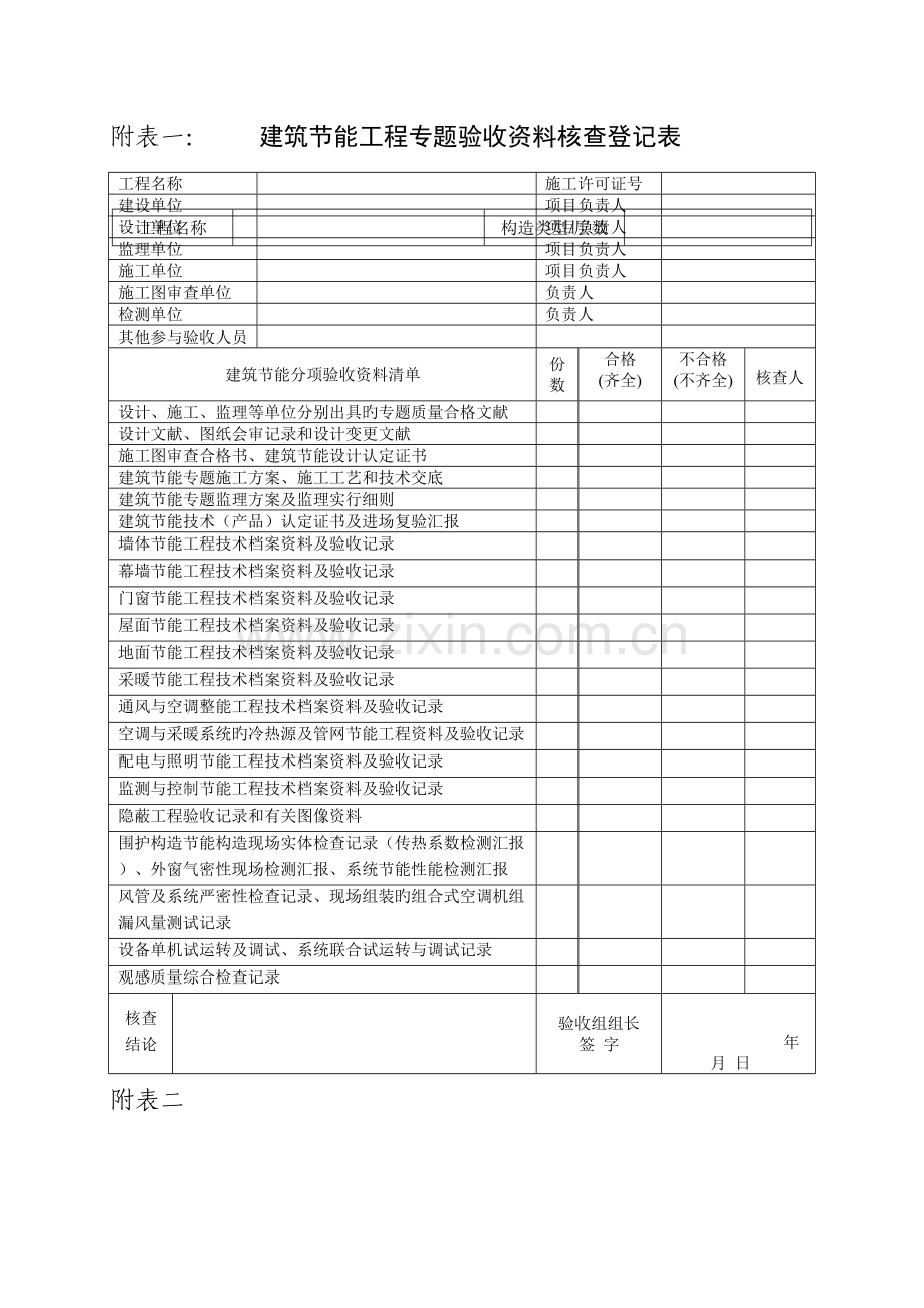 2023年建筑节能工程专项验收表格一建筑.doc_第1页