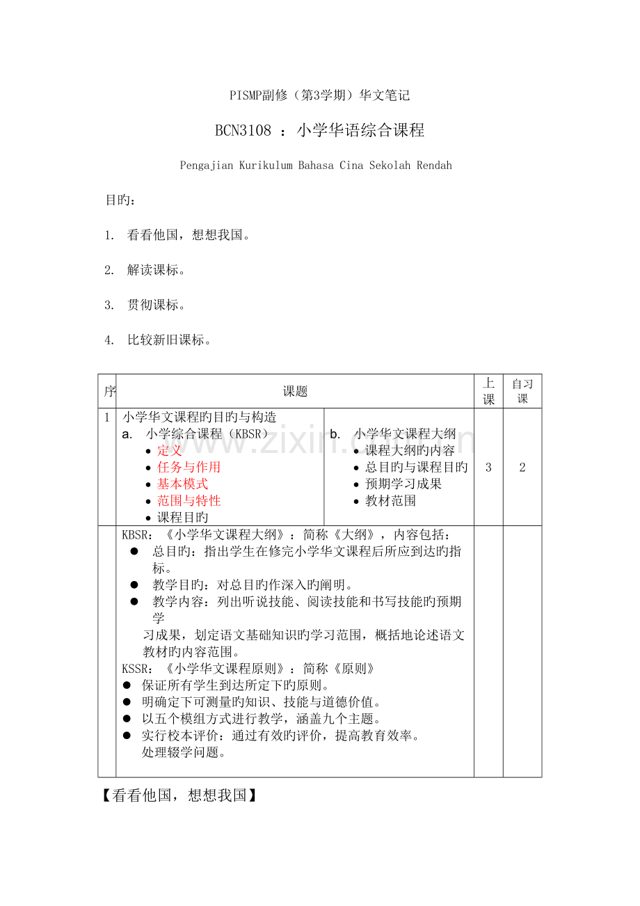 2023年笔记小学华文综合课程.doc_第1页