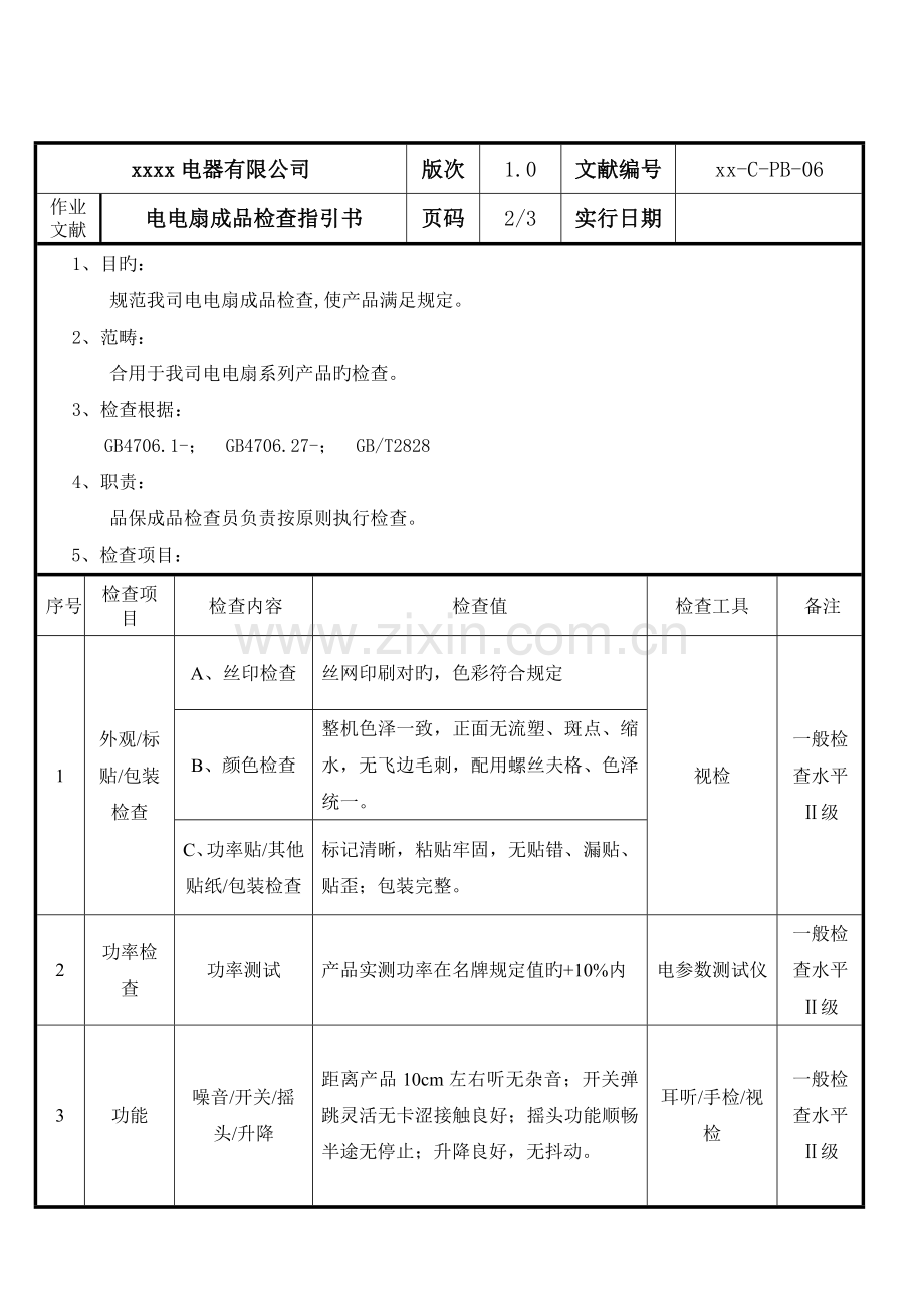 电风扇成品检验规范.doc_第2页