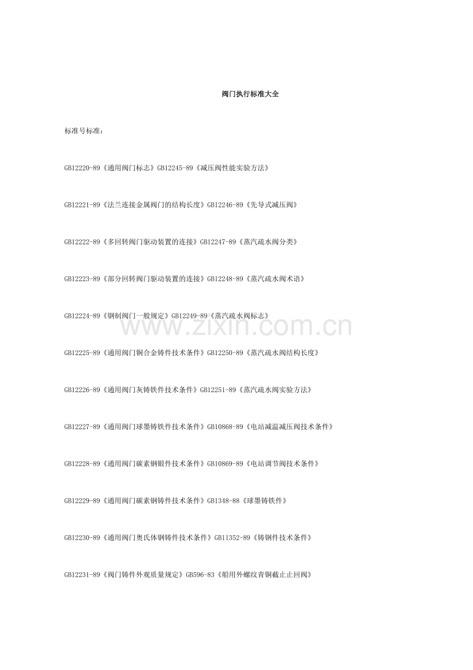 阀门执行标准大全.doc_第1页