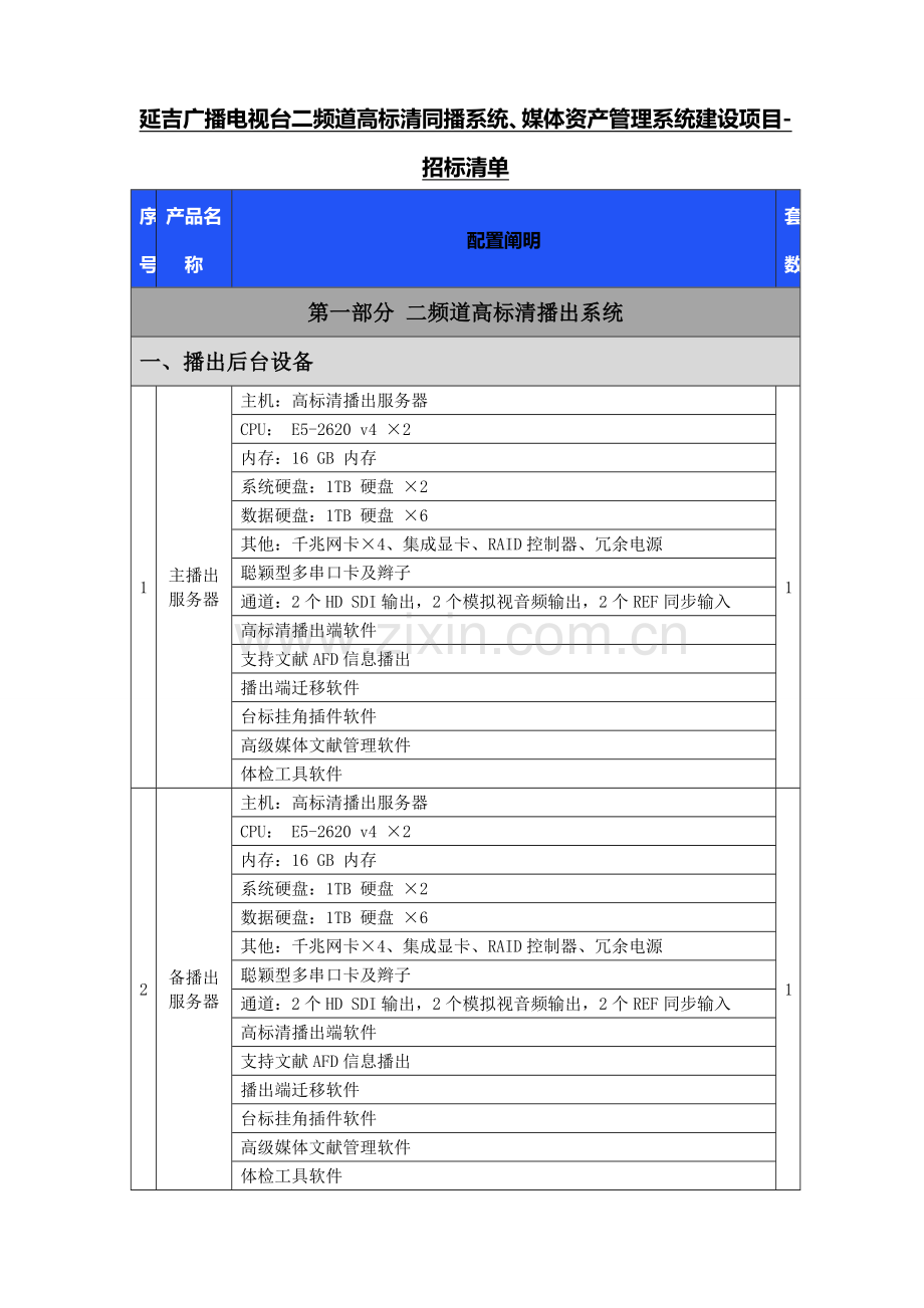 延吉广播电视台二频道高标清同播系统媒体资产管理系统建.doc_第1页