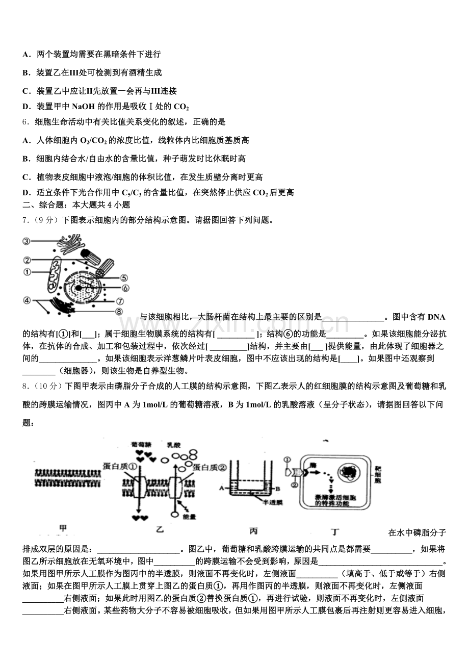 2025-2026学年湖北省宜昌市协作体生物高一第一学期期末考试模拟试题含解析.doc_第2页