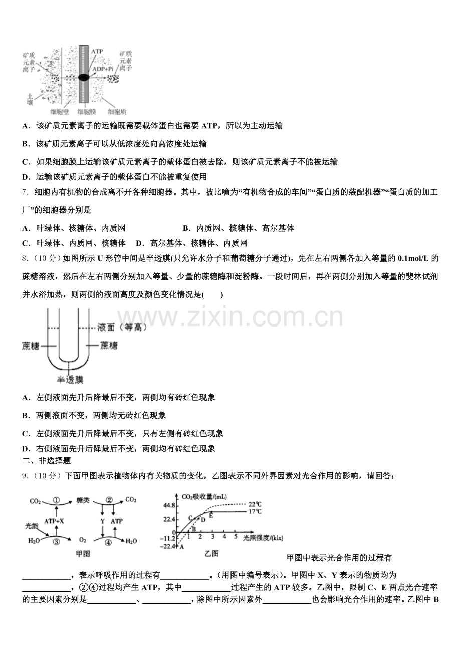 2026届娄底市重点中学生物高一上期末考试模拟试题含解析.doc_第2页