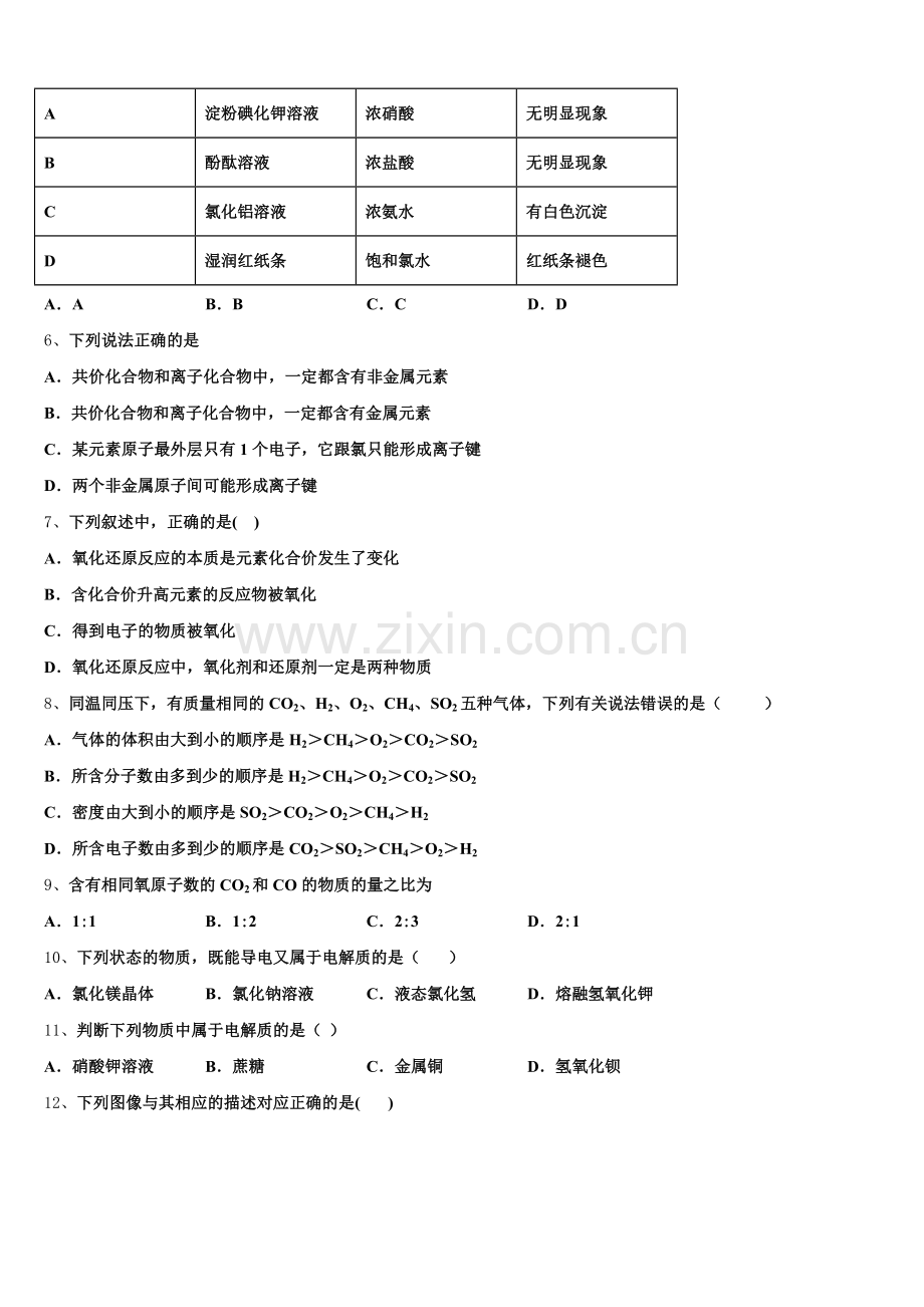 福建省师大附中2026届化学高一上期中联考模拟试题含解析.doc_第2页