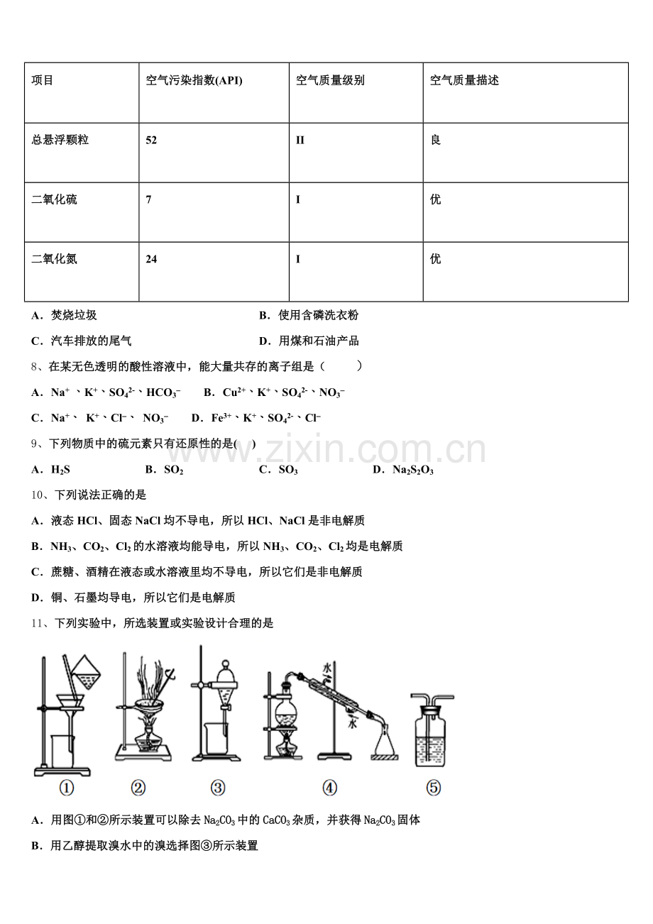 2025年山东省菏泽市鄄城县第一中学高一上化学期中达标测试试题含解析.doc_第2页