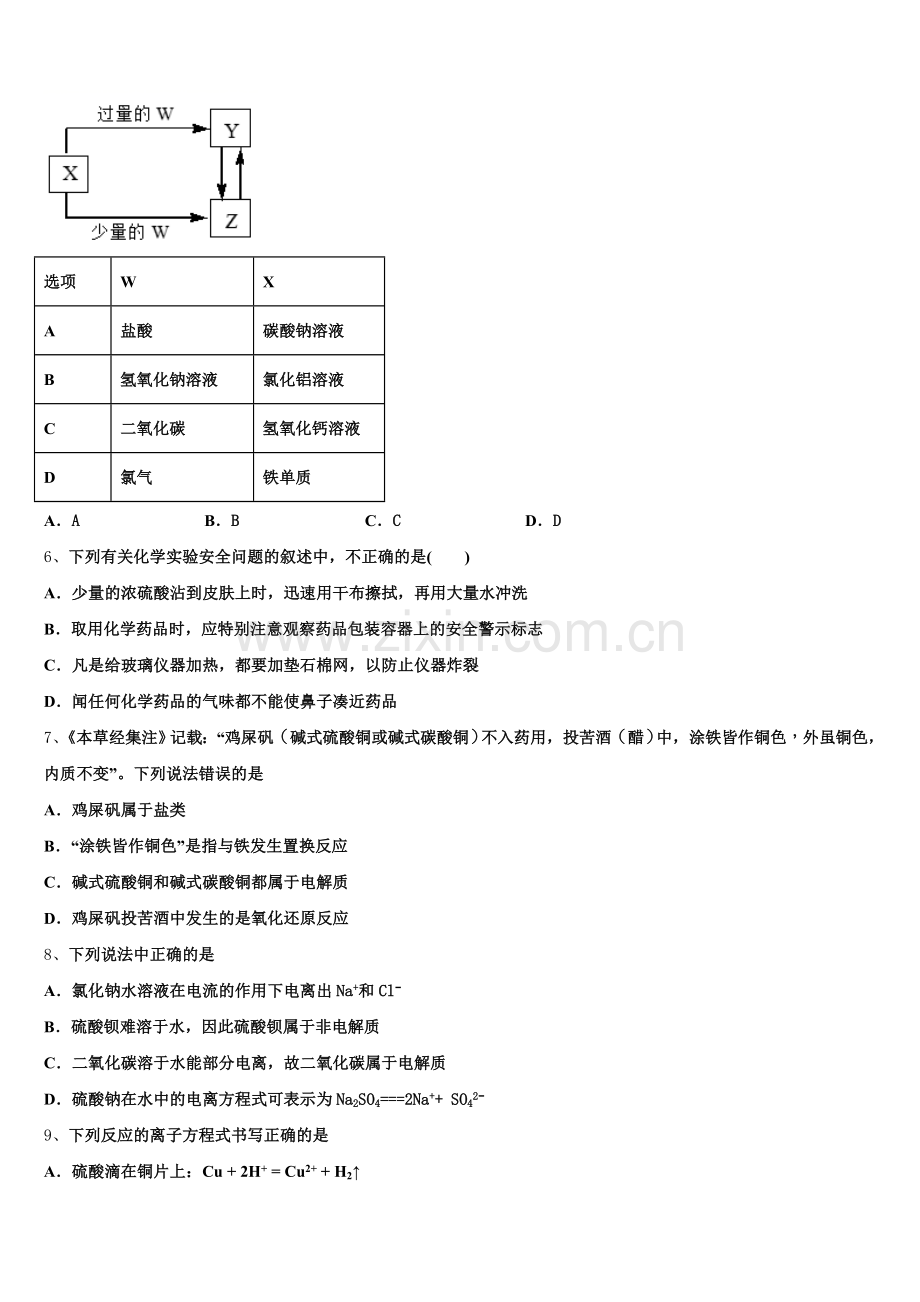 2025-2026学年海南省定安县定安中学高一化学第一学期期中考试试题含解析.doc_第2页