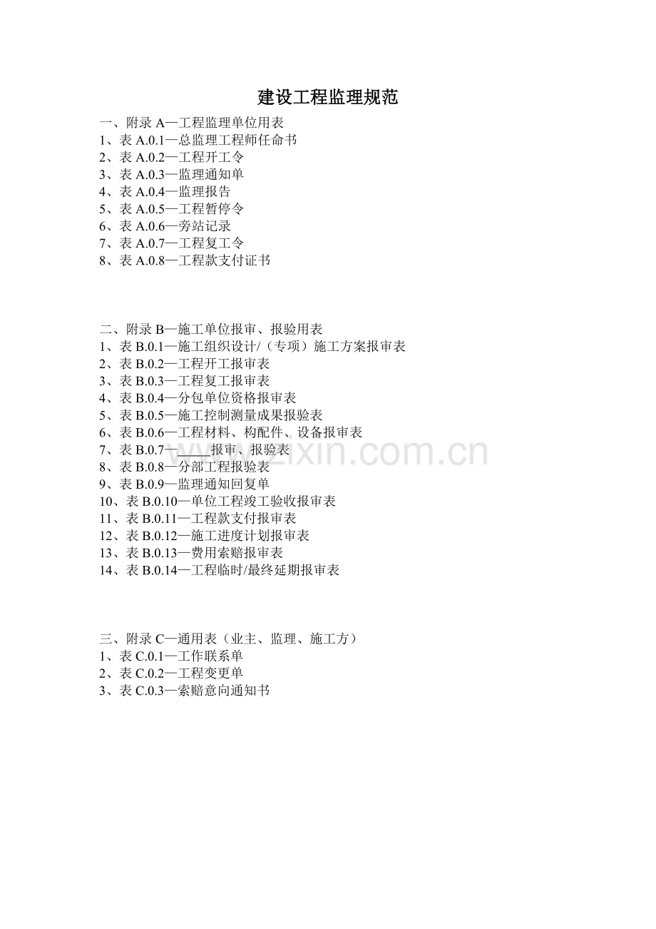 建设工程监理规范表式(新).doc_第1页