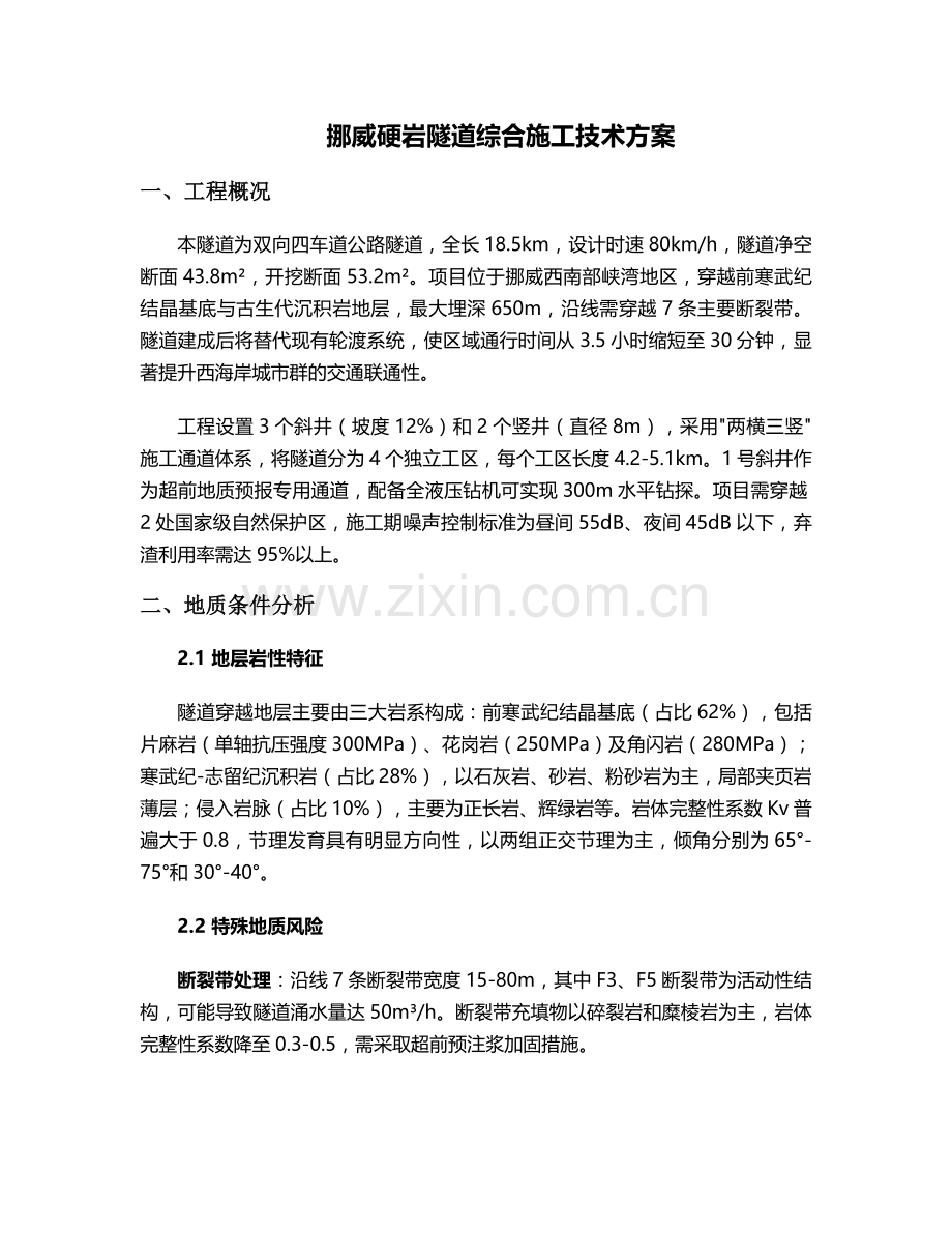 挪威隧道施工方案.doc_第1页