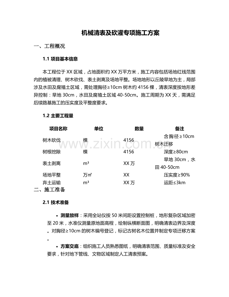 机械清表及砍灌施工方案.doc_第1页