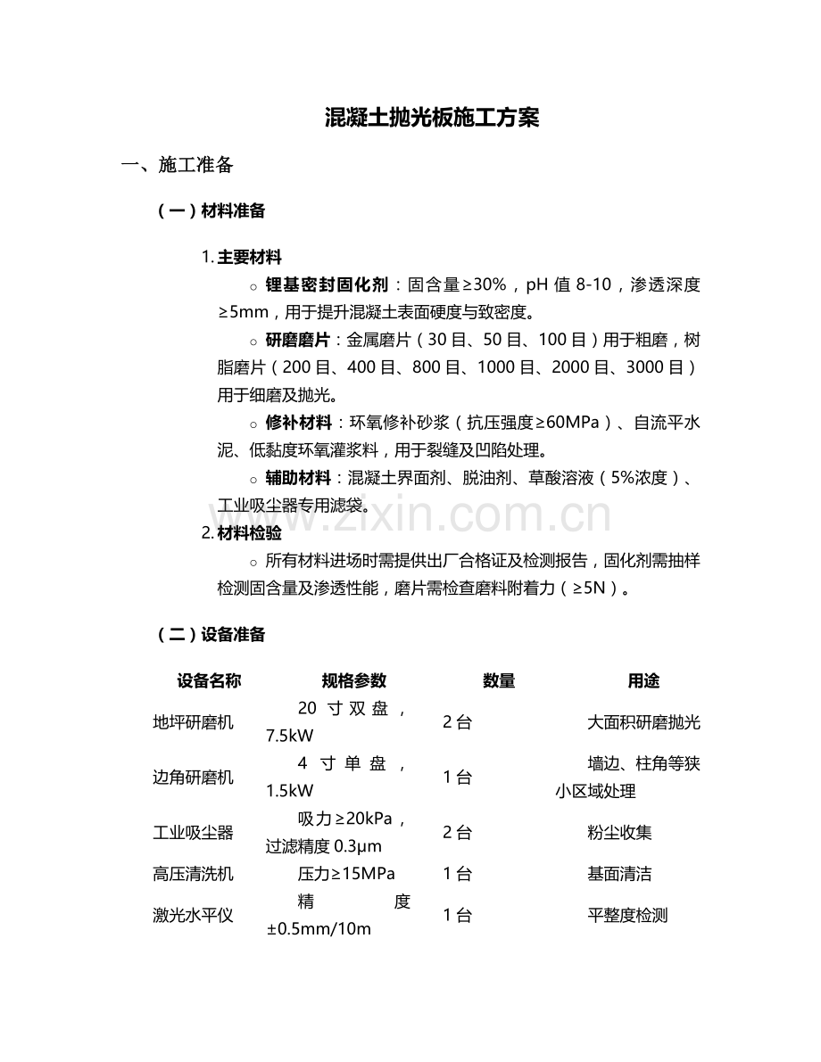 混凝土抛光板施工方案设计.doc_第1页