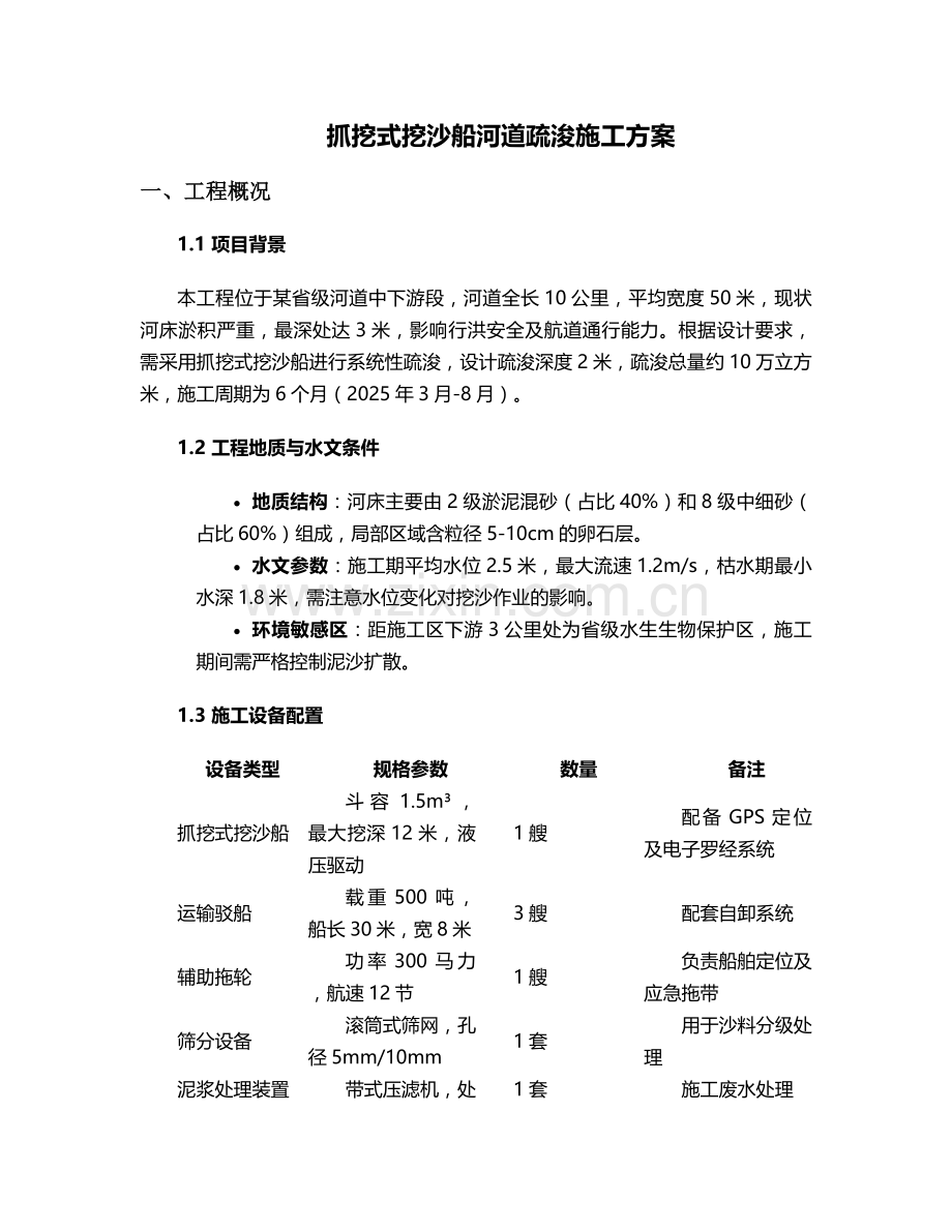 抓挖式挖沙船施工方案.doc_第1页