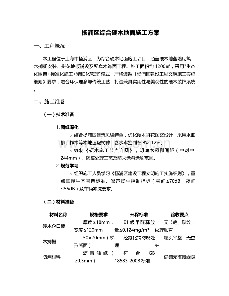 杨浦区综合硬木施工方案.doc_第1页