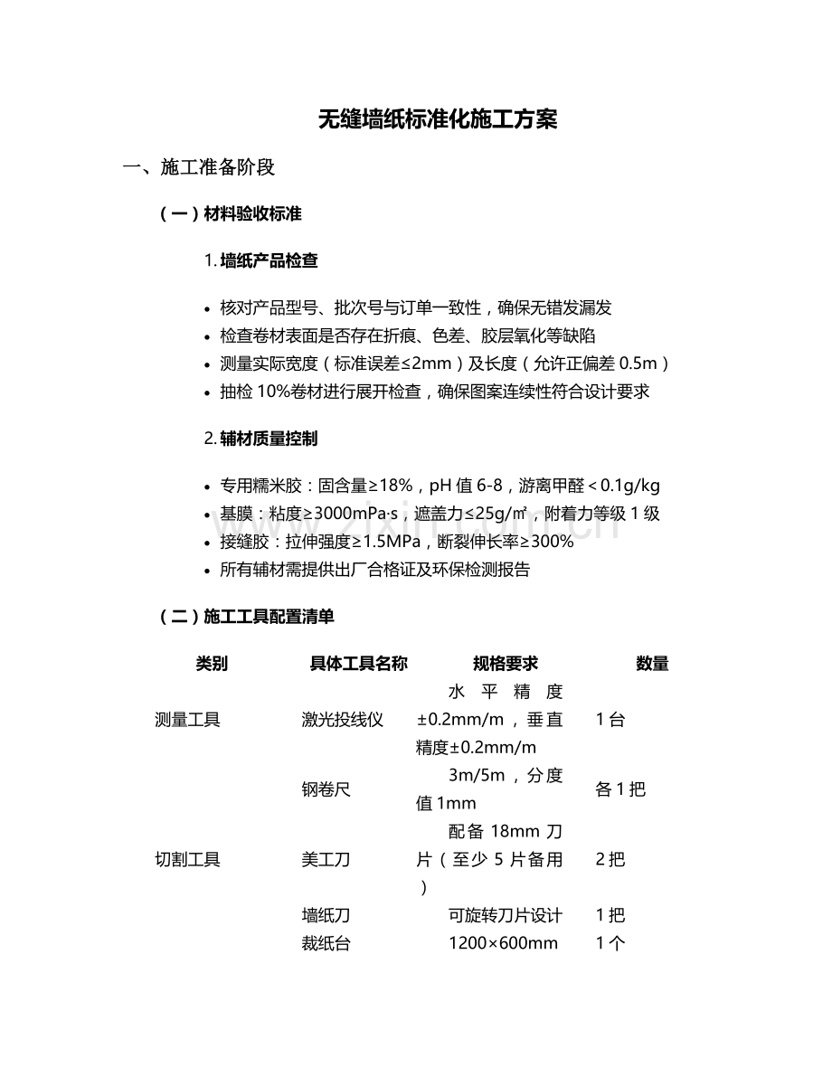 无缝墙纸施工方案.doc_第1页