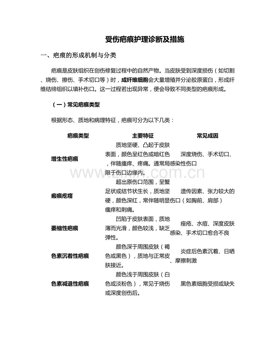 受伤疤痕护理诊断及措施.doc_第1页