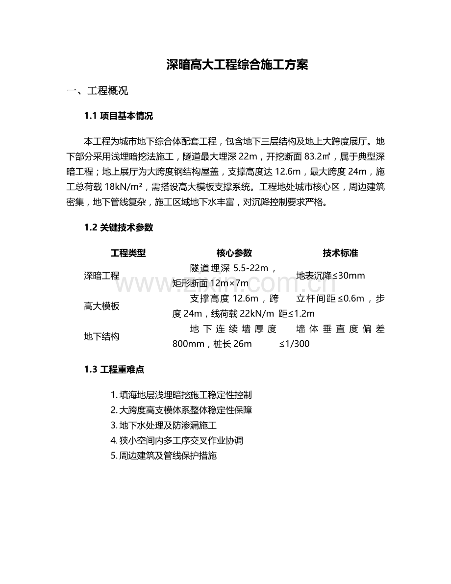 深暗高大专项施工方案.doc_第1页